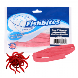 FishBites Bloodworm 3/8" Long Lasting – Red | Cebo Sintético con Esencia de Gusano de Sangre