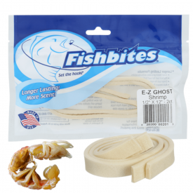FishBites E-Z Ghost Shrimp – Blanco | Cebo Sintético con Esencia de Nape (Camarón Fantasma)