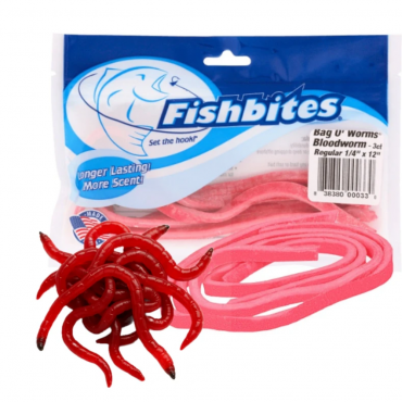 FishBites Bloodworm 1/4" Long Lasting Red