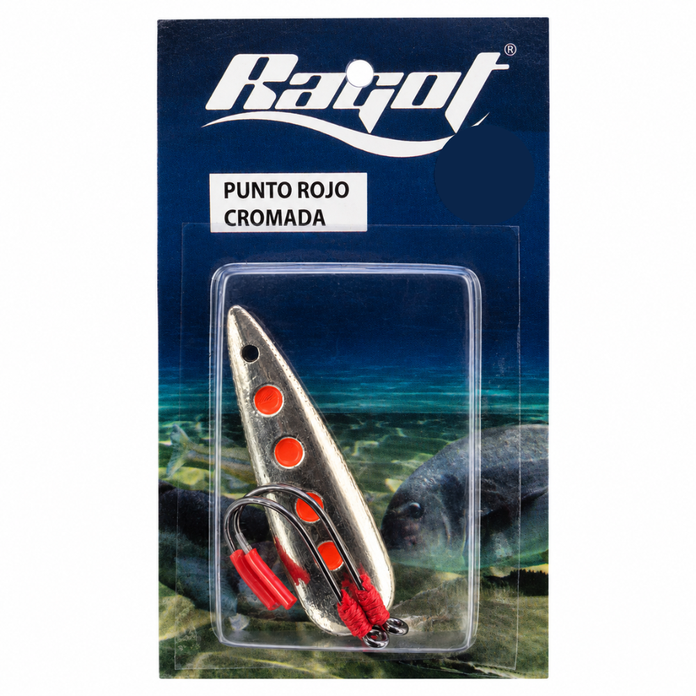 Chispa Ragot Cromada Puntos Rojos – Señuelo para Pesca en el Mar