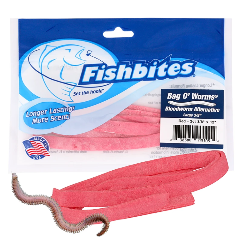 FishBites Bloodworm 3/8" Long Lasting Red – Esencia de Lombriz de Sangre