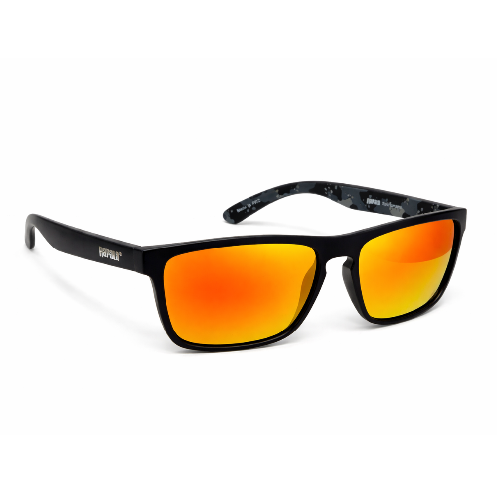Gafas Rapala dorado black camo red mirror – Protección total y visión sin reflejos