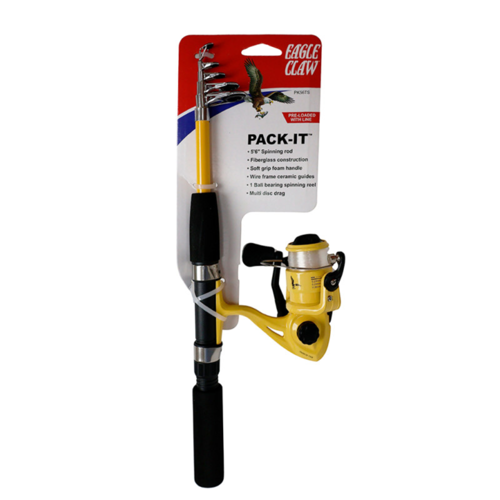 Kit Caña Telescópica + Carrete Eagle Claw – Compacto, práctico y listo para pescar