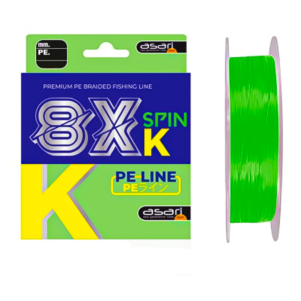Línea Trenzada Asari Kazuma Spin 8X Fluo Green – Máxima distancia y control