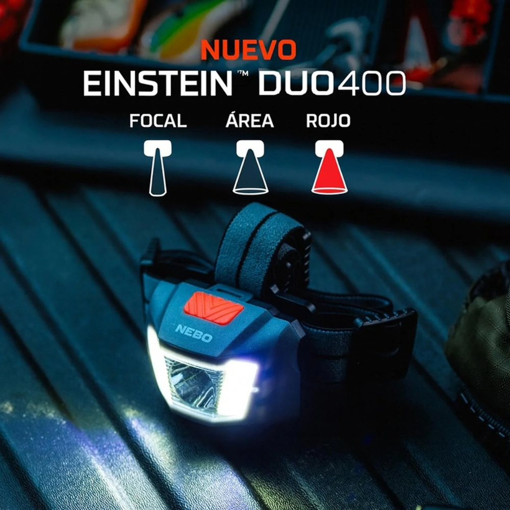 Linterna Frontal NEBO Einstein DUO 400 Lúmenes – Potencia, versatilidad y manos libres