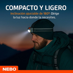Linterna Frontal NEBO Einstein DUO 400 Lúmenes – Potencia, versatilidad y manos libres
