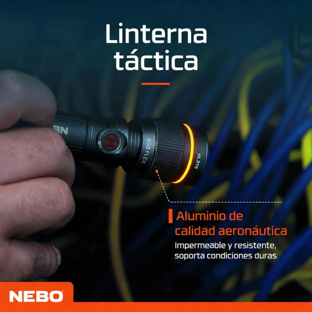 Linterna NEBO Redline Flex 450 Lúmenes – Compacta, potente y versátil