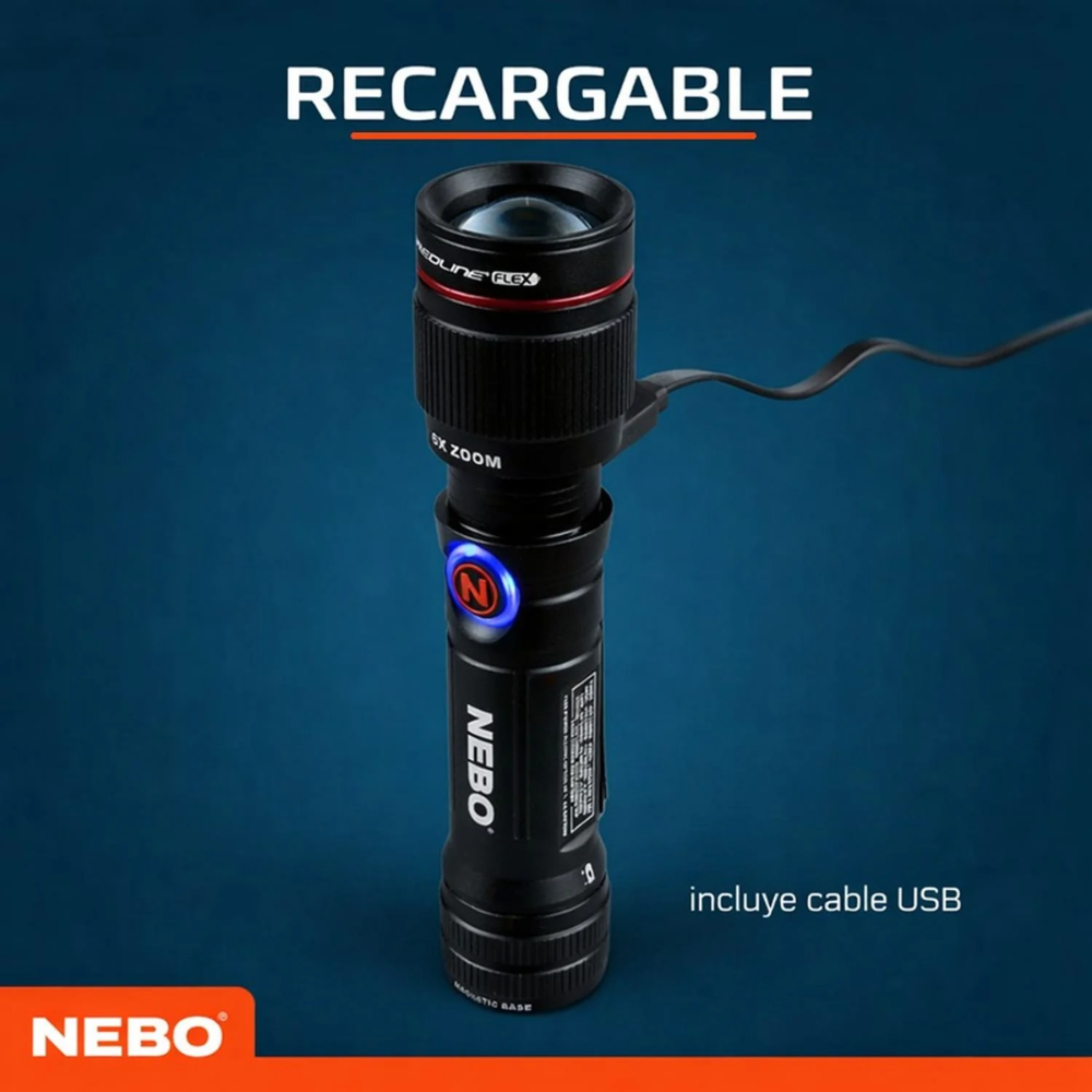 Linterna NEBO Redline Flex 450 Lúmenes – Compacta, potente y versátil