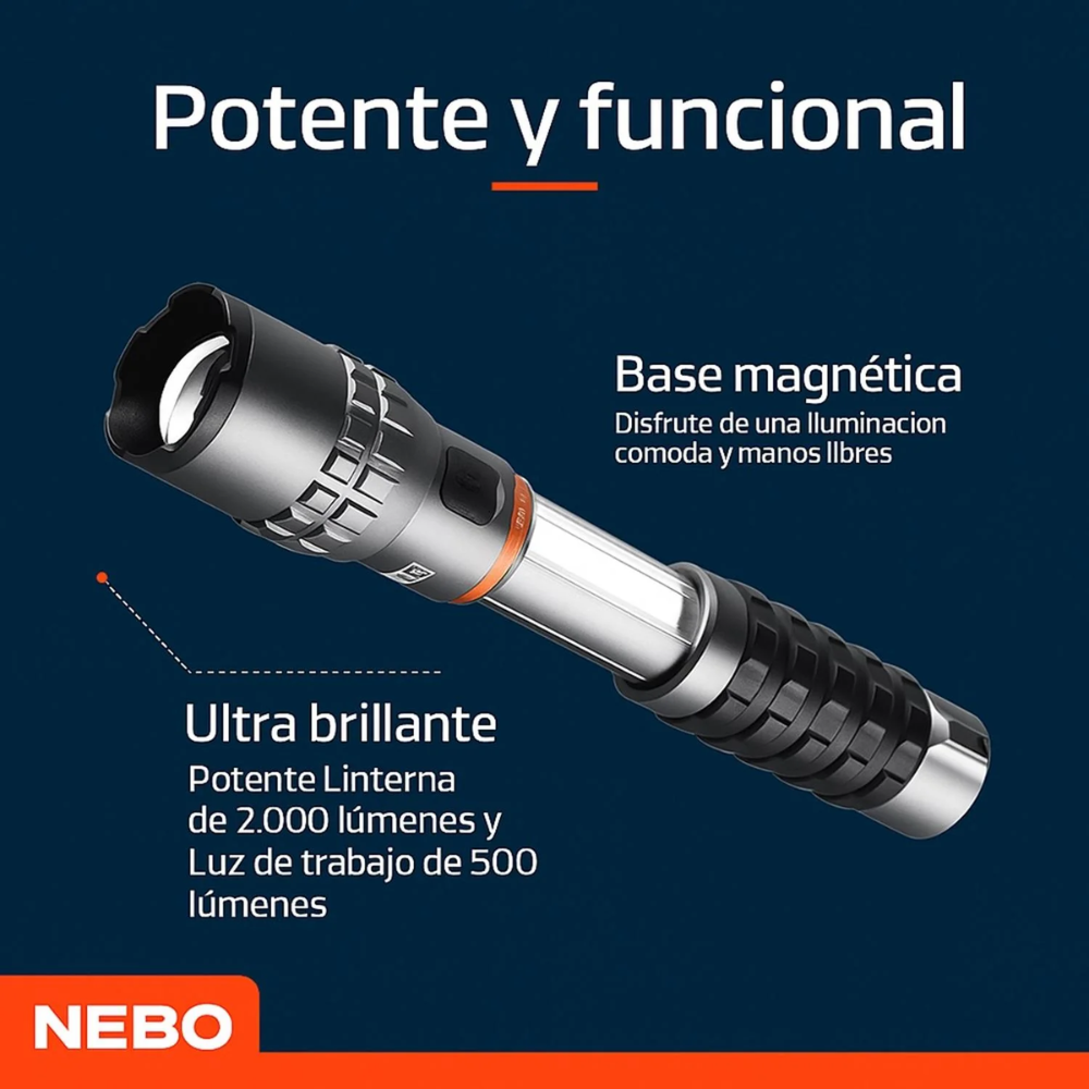 Linterna Nebo Slyde King 2K – Potencia extrema y máxima versatilidad