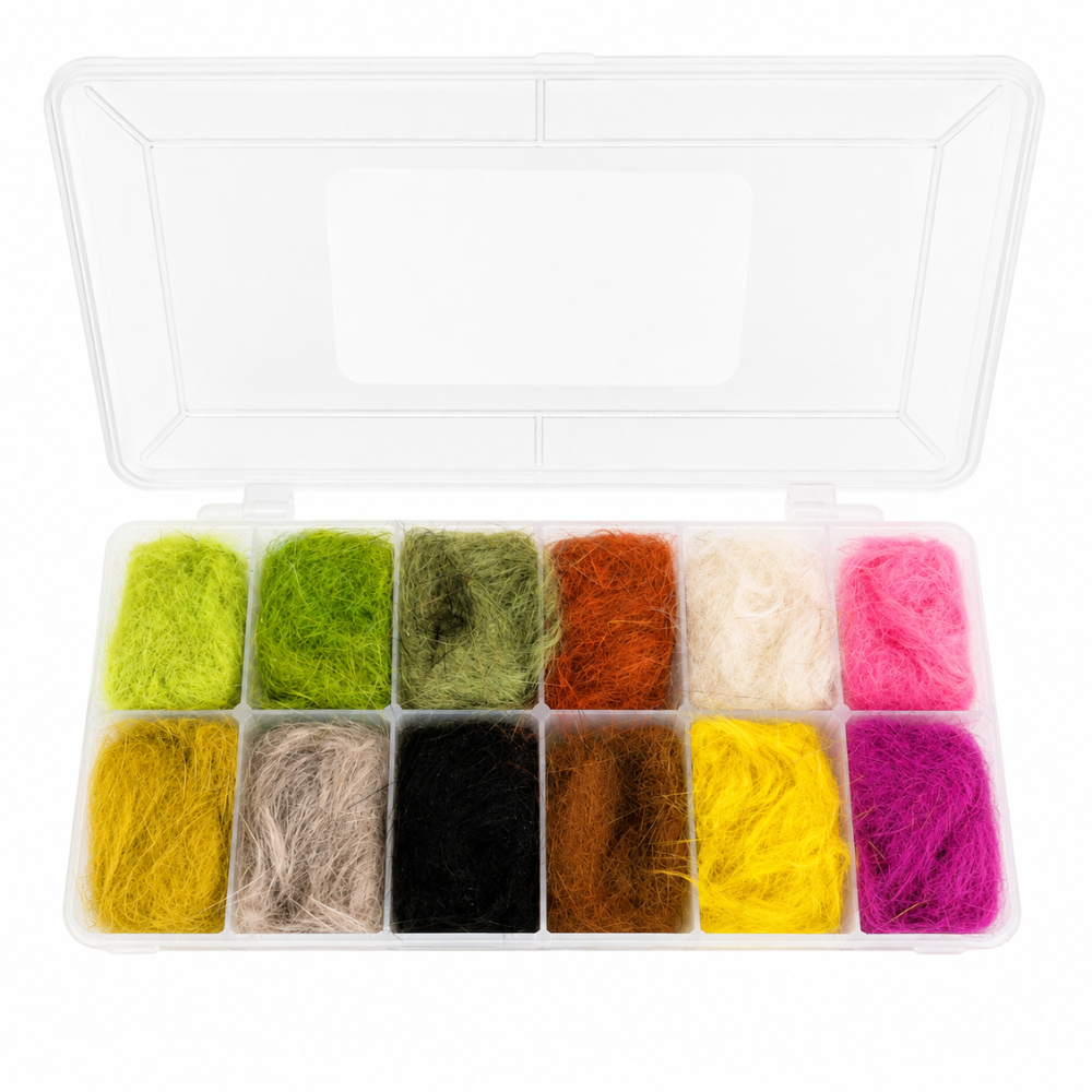 Set 12 Colores Dubbing Assortment Preblended Rabbit Cascade – Dubbing de Conejo Natural