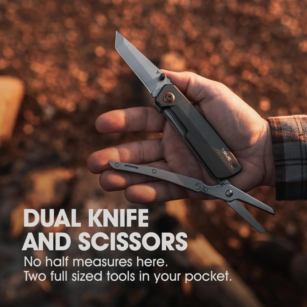 True Utility Dual Cutter – Cuchillo y Tijeras 2 en 1 para máxima versatilidad