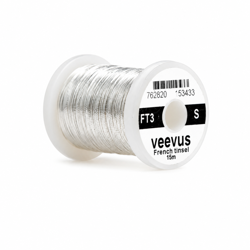 Veevus French Tinsel Small – Tinsel ovalado de alta resistencia para atado de moscas