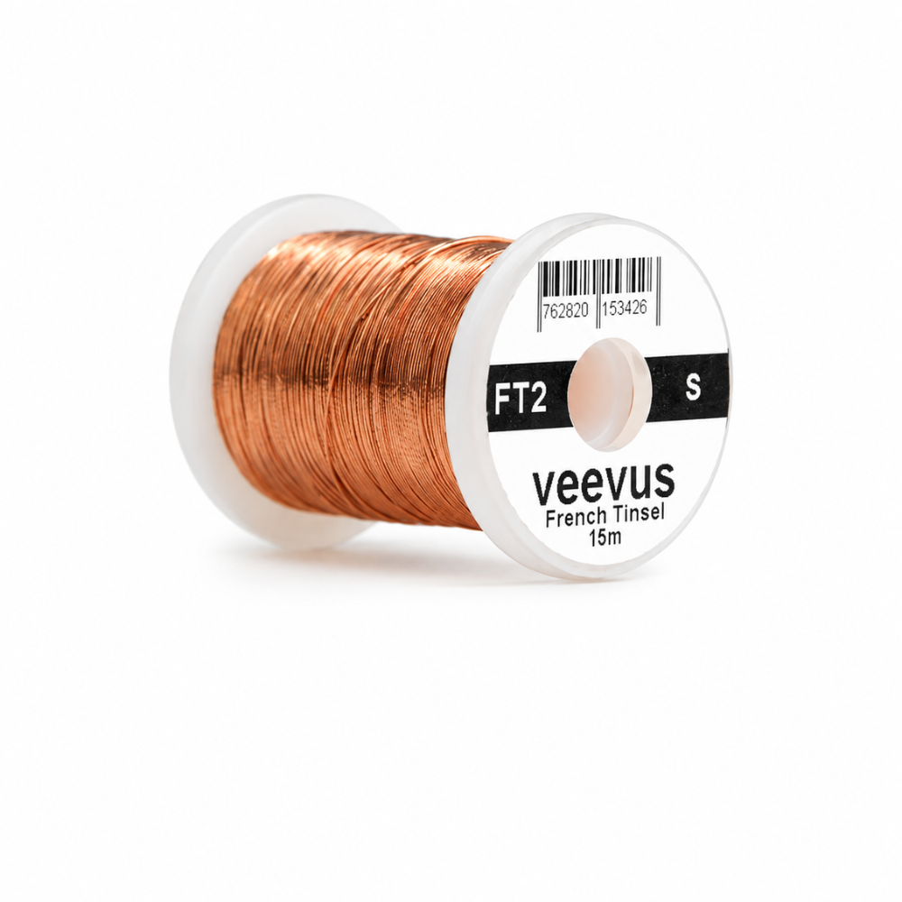 Veevus French Tinsel Small – Tinsel ovalado de alta resistencia para atado de moscas