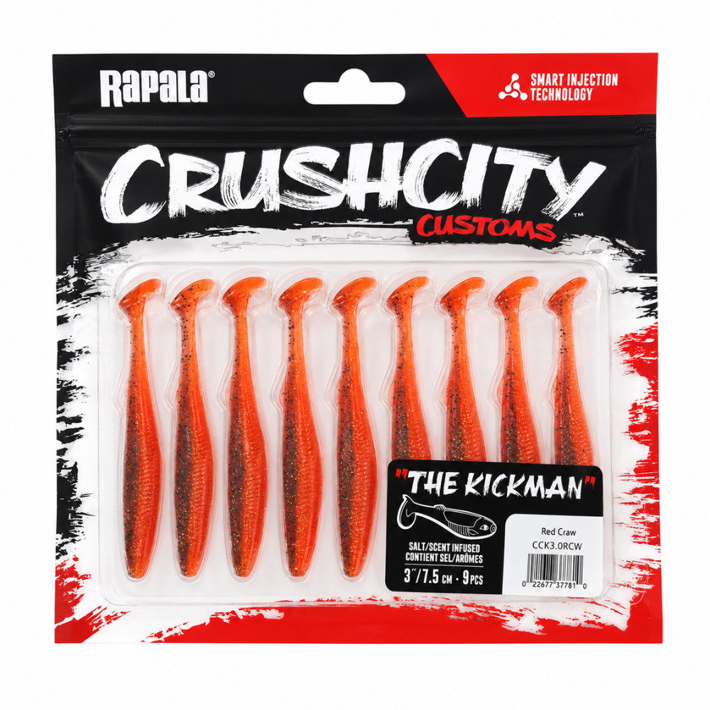 Vinilo Rapala CrushCity The Kickman 7.5 cm – Acción Natural a Cualquier Velocidad