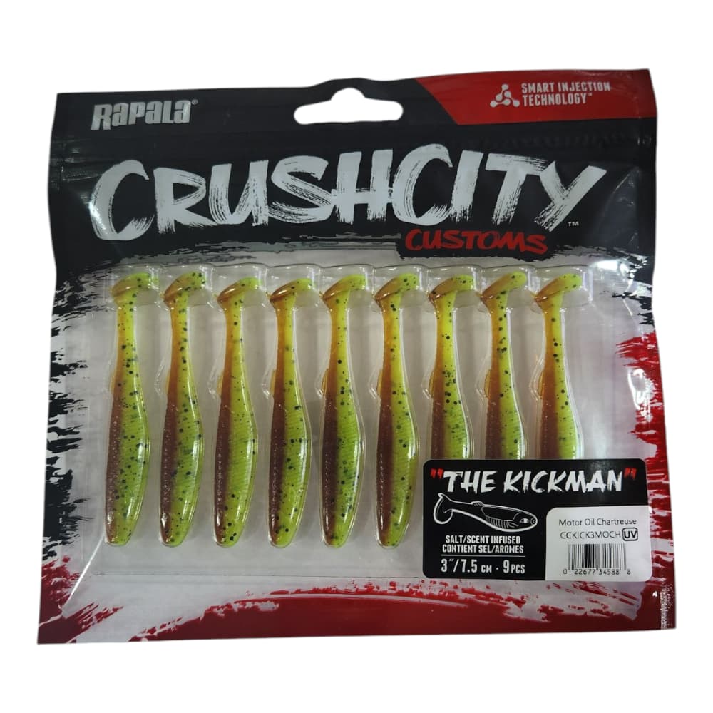 Vinilo Rapala CrushCity The Kickman 7.5 cm – Acción Natural a Cualquier Velocidad